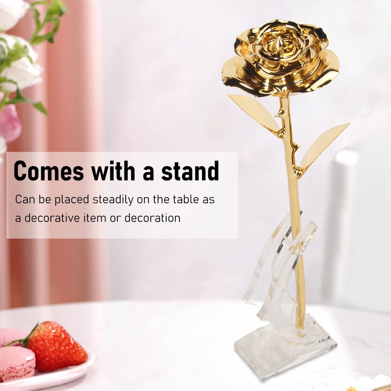 24K Gold Plated Rose Clear Texture Romantic Exquisite Long Lasting