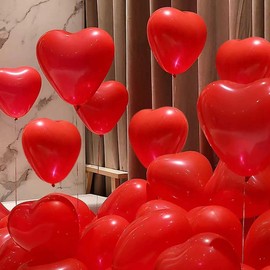 STIMULATE SZXXZZMY 50 10-inch Red Color Heart shaped Latex Balloons for Valentines Day,Propose Marriage,Wedding Party