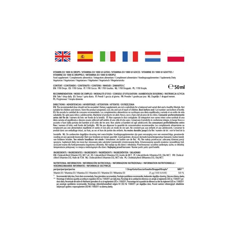Vitamaze® Vitamine D3 Gouttes Fortes Doses 1000 UI, 50 ml
