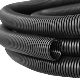 MGI SpeedWare Corrugated Non-Split Conduit, Black Wire Tubing for High-Temperature Automotive Harness and Indoor Outdoor Wire Management - 10ft Length (Inner Diameter 1/2")