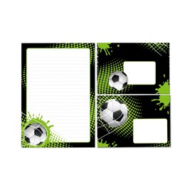 Writing Paper Set Letter Pad with Envelope for Boys Children Football Children's Motif Letter Paper Pad Lined (A5 Pad with 25 Sheets + 15 Envelopes)
