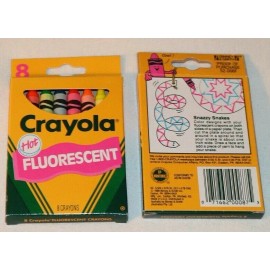 Crayola New Vintage Hot Fluorescent Crayola Crayons Unused 8 Count Box Binney Smith 1990