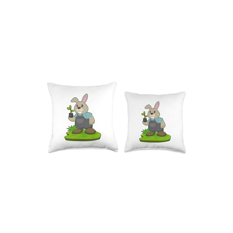 Rabbit Farmer Seedling Throw Pillow