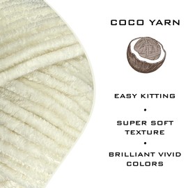 Velvet Yarn for Crocheting – CocoYarn - Chenille Chunky Yarn for Hand Knitting, Fluffy Soft Plush Amigurum Bulky Baby Blanket Yarn for Crochet 100g -131yds (1, Cream-08)