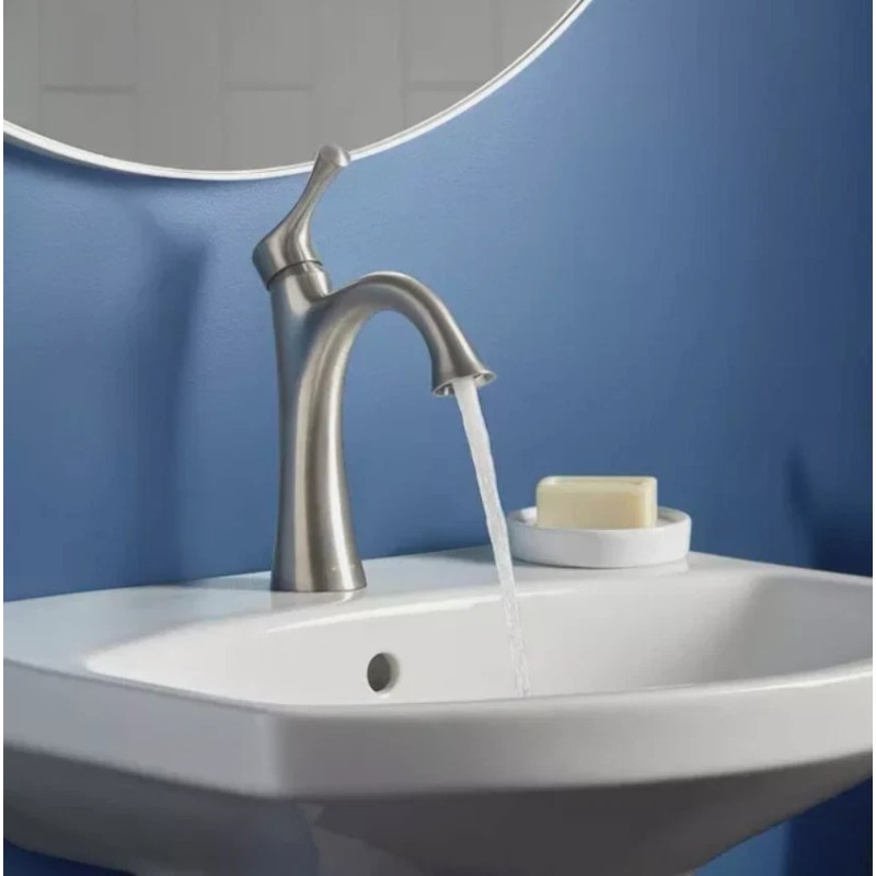 KOHLER Lilyfield Brushed Nickel Handle Single Hole/4" Centerset Bathroom Faucet