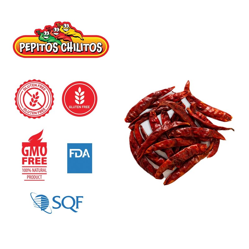 PEPITOS CHILITOS/Chile de Arbol 16oz Resealable Bag - Natural and