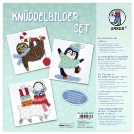 Ursus 21290008 - Doodle Pictures "Winter", Craft Set for Children from 3 Years, with 6 Motif Templates and Coloured Tissue Paper, for Making Pictures from Paper Balls
