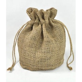 11" x 9" x 6" Natural Jute Round Bottom Bags - 10 Pack