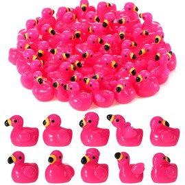 Guiqulai 50 Pcs Mini Flamingo, 5 Styles Resin Animals Tiny Flamingo Decor Mini Ducks Tiny Resin Animals Miniature Figures for Garden Landscape Dollhouse Aquarium Potted Party Decor