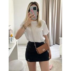 GLITZALL Small Crossbody Bag for Women Summer Mini Cute Cell Phone Purse Vegan Leather Shoulder Handbag with Chain Strap (Brown)