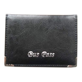 Lorenz Leather Effect Grained PU Bus Pass Cover Holder with Zip up Coin Pocket - Black
