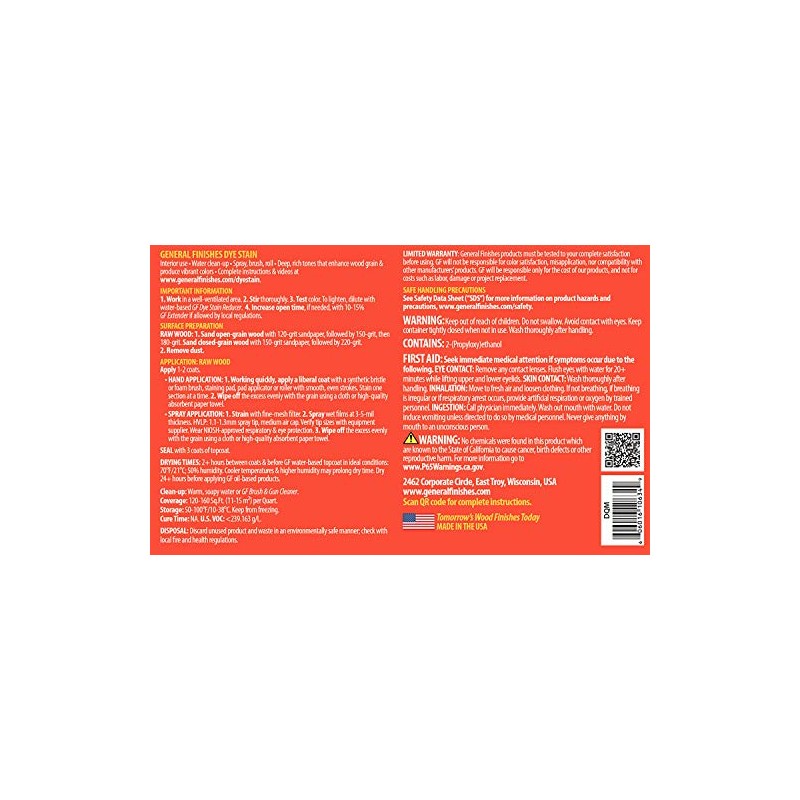 General Finishes Water Based Dye, 1 Quart, Medium Brown