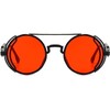 Weicoca Red Retro Steampunk Sunglasses, Double-spring Leg Fashion Glasses, Round