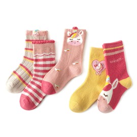 axy Girls' Children's Colourful Socks Pack of 5 (Pack of 5), 5 - Unicorn