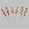 6 Pack Christmas Festive Long Picks with Artificial Golden Leaves,