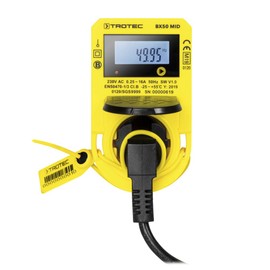 TROTEC BX50 MID Power Meter for Socket - Meter Power Consumption - Measuring Range 57.5 to 3,680 W, Display in Watt, Volt, Amps, Active Power, Power Factor, kWh, Frequency
