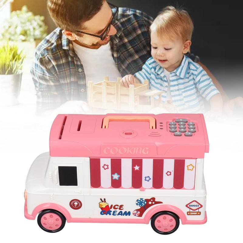 Kids Money Bank Bus Shaped Password Remote Control Unlock Music