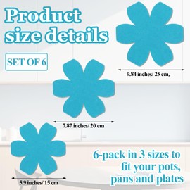 Xinjoduz 6 PCS Pot and Pan Protectors, Azure Pan Protectors in 3 Sizes Thicker Felt Pan Separators for Stacking Non Stick Premium Pan Dividers Protectors Pad for Pans Bowls Ceramics Glassware Cookware