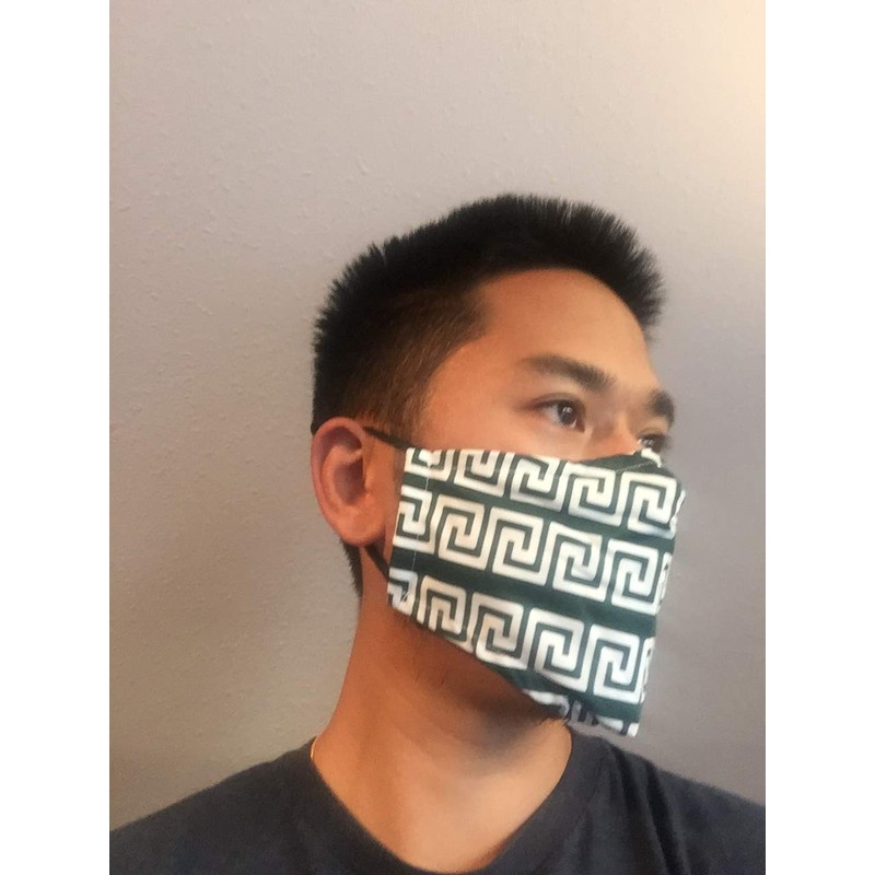 Green Spiral Greek Key Team Mask - Face Accessory -