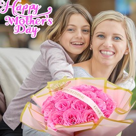 Gee Hut Mothers Day Pink Glitter Rose Flower Bouquet Gifts for Women Mom Grandma Wife Her - DIY 24pcs Forever Roses Bouquet - Eternal Rose Flower Gift for Birthday Anniversary Wedding Graduation