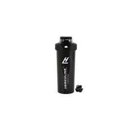 Herculine 800ml Protein Shaker Bottle - Includes Protein Mixball, fliplock lid, 100% Leakproof - Perfect for Protein Shakes and Pre Workout - BPA Free, Shiney black