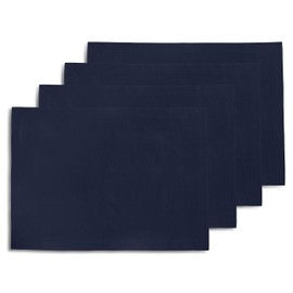 Solino Home Navy Placemats Set of 4 – Cotton Linen Cloth Placemats 19" L x 14" W Inch – Machine Washable Fabric Placemats for Spring, Winter, Easter Decoration – Dru