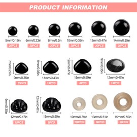 Safety Eyes Crochet, 566 Pcs Safety Eyes Amigurumi for Crochet Animals Plastic Teddy Bear Doll Eyes for Stuffed Doll Making 5-14mm