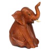 G6 Collection Wooden Hand Carved Sitting Elephant Statue Figurine Sculpture