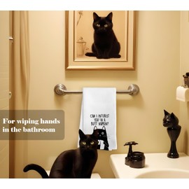 Bnwepo Funny Cat Kitchen Towels, Black Cat Bathroom Hand Towel, Cat Dish Towels for Kitchen Bathroom, Cat Bathroom Decor 16 x 24 inch