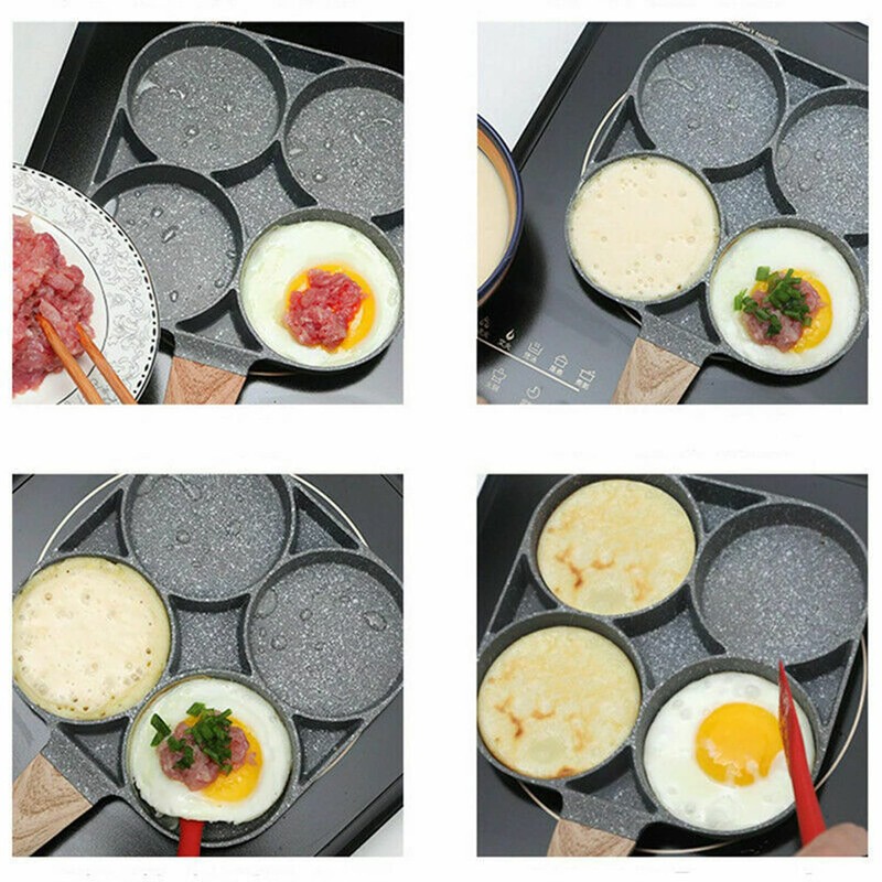 4 Cup Fried Egg Pancake Burger Pan Non Stick Breakfast
