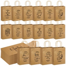 Gersoniel Christian Gift Bag Bulk for Mother's Day Religious Kraft Medium Bible Verse Brown Christian Inspirational Church Welcome Gift Bags with Handle for Family Easter Baptism(48 Pcs)