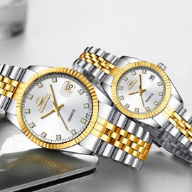 MASTOP Luxury Women Men Couples Quartz Watches Calendar Sports Waterproof Lover's Stainless Steel Wristwatches