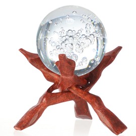 Colingmill 3 Inch Clear Crystal Ball with 6 Inch Wooden Tripod Stand Decorative Orbs with Stand Crystal Sphere Ball for Photography Prop Home Party Decoration Gift