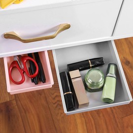 Caja De Almacenamiento Para Cajones Debajo Del Escritorio, Bandeja De Almacenamiento De Papelería Oculta Sin Perforaciones, Organizador De Escritorio Autoadhesivo De Gran Capacidad Adecuado(L)