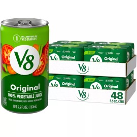 V8 Original Vegetable Juice 5.5 Fl Oz 48 Pack Gluten Free Non GMO Drink