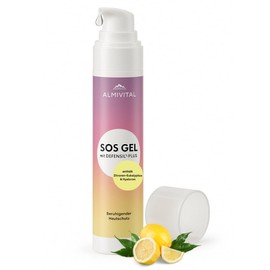 ALMIVITAL SOS Gel mit Defensil® Plus & Hyaluron – Salbe gegen Juckreiz – Pflege bei chronischen Hautproblemen & Rötungen - Beruhigt die Haut nach Rasur, Mückenstiche, Sonnenbad – 200ml