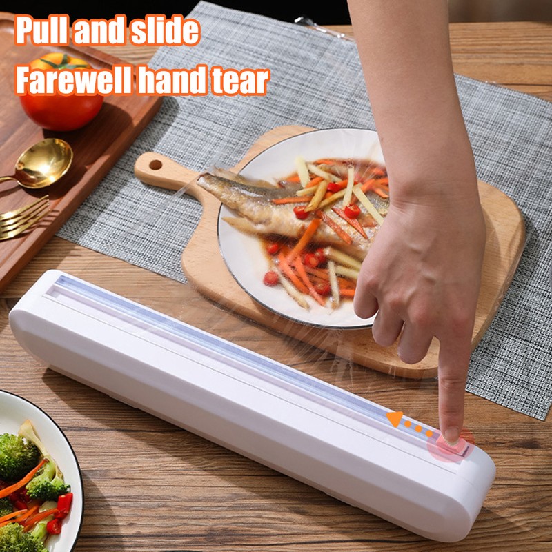 Cling Film Dispenser Cling Film Cutter Refillable Plastic Wrap Dispenser
