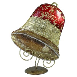 colourliving Decorative Christmas Bell Christmas Decoration Hand-Painted 34 cm High Metal Figure