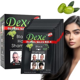 Instant Black Hair Shampoo, MQUPIN Hair Shampoo, Instant 3-in-1 Hair Dye for Men and Women, Black Natural Ingredients, Easy to Use, Permanent Hair Colour (Pack of 10)