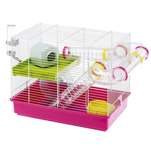 Ferplast Laura Small Hamster Cage | Fun & Interactive Cage Measures 18.11L x 11.61W x 14.8H & Includes All Accessories