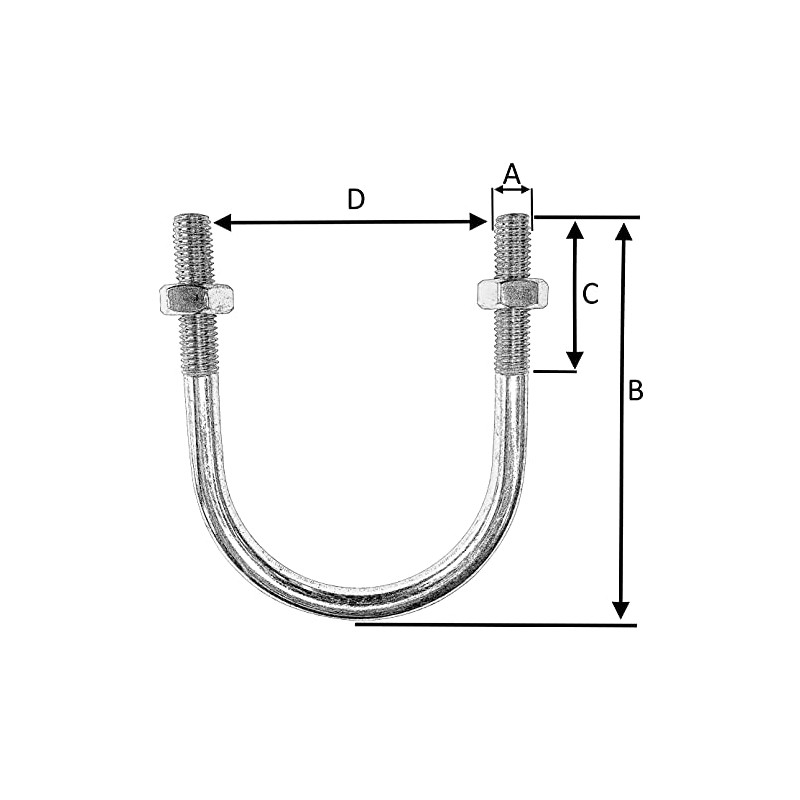 AERZETIX - C48540 - Set of 5 U bolts and