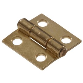 Hardware Essentials 851730 Light Narrow Door Hinges and Fixed Pin Brass 1" -2 Pack