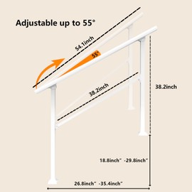 Arti-Life Hand Rails for Outdoor Steps,Railings for Outdoor Steps,Handrails for Outdoor Steps,Porch Handrail Kit White for Concrete,Brick,Wood Steps (White, 4 Step)