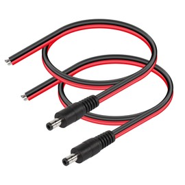 CERRXIAN DC5525 Power Pigtails Cable, 1 ft 14AWG 5.5 mm x 2.5 mm DC Male Bare Wire Open End Power Wire, DC Supply Repair Cable for CCTV Security Camera LED Strip Light Etc-2 Pieces (1FT 5525 Male)