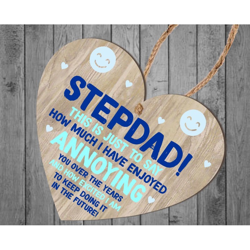 Pixie's Gifts Stepdad Wooden Heart Plaque - Sentimental Gift for