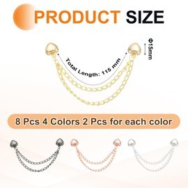 QUARKZMAN Pack of 8 Magnetic Clothing Clips Clothes Clips with Chain Clothes Clips Multifunctional Hijab Magnets for Thin Clothes Scarves Trouser Legs Brooch