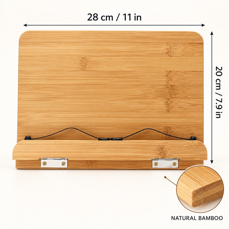 28 x 20 cm Adjustable Bamboo Book Stand with Page