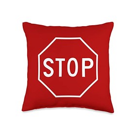 STOP SIGN ROAD TRAFFIC HIGHWAY SIGNAL LIGHT RULES Throw Pillow