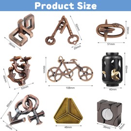 Forbabe 9 Piece Metal Puzzle Games, 3D Magic Unlock Metal Puzzle Metal Brainteaser Puzzle Puzzle Logical Thinking Test Game Metal Puzzle Games Gift Set for Adults Teenagers