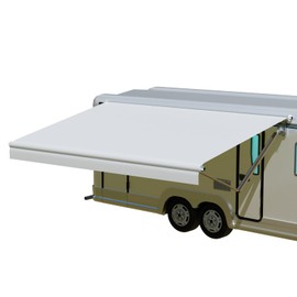 CYLAND RV Awning Fabric Replacement,18.5oz Outdoor Vinyl Camper Trailer Motorized Awning Replacement for Motorhome,Heavy Duty Weatherproof RV Canopy 11'(Fabric 10'2") White